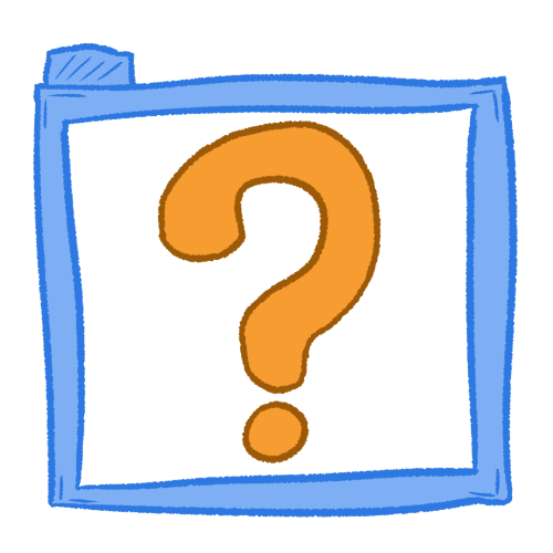 An orange question mark inside of a transparent blue folder.